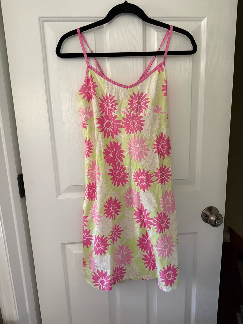 Lilly Pulitzer Pink & Lime Green Daisy Floral Halter Sundress Size M